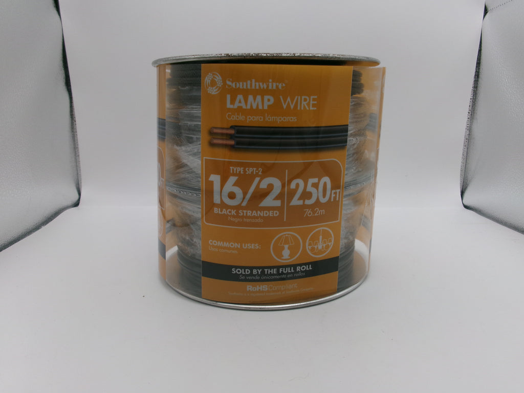 Southwire 55681844 250-Feet 16-Gauge, 2 Conductor 16/2 Type SPT-2 Lamp