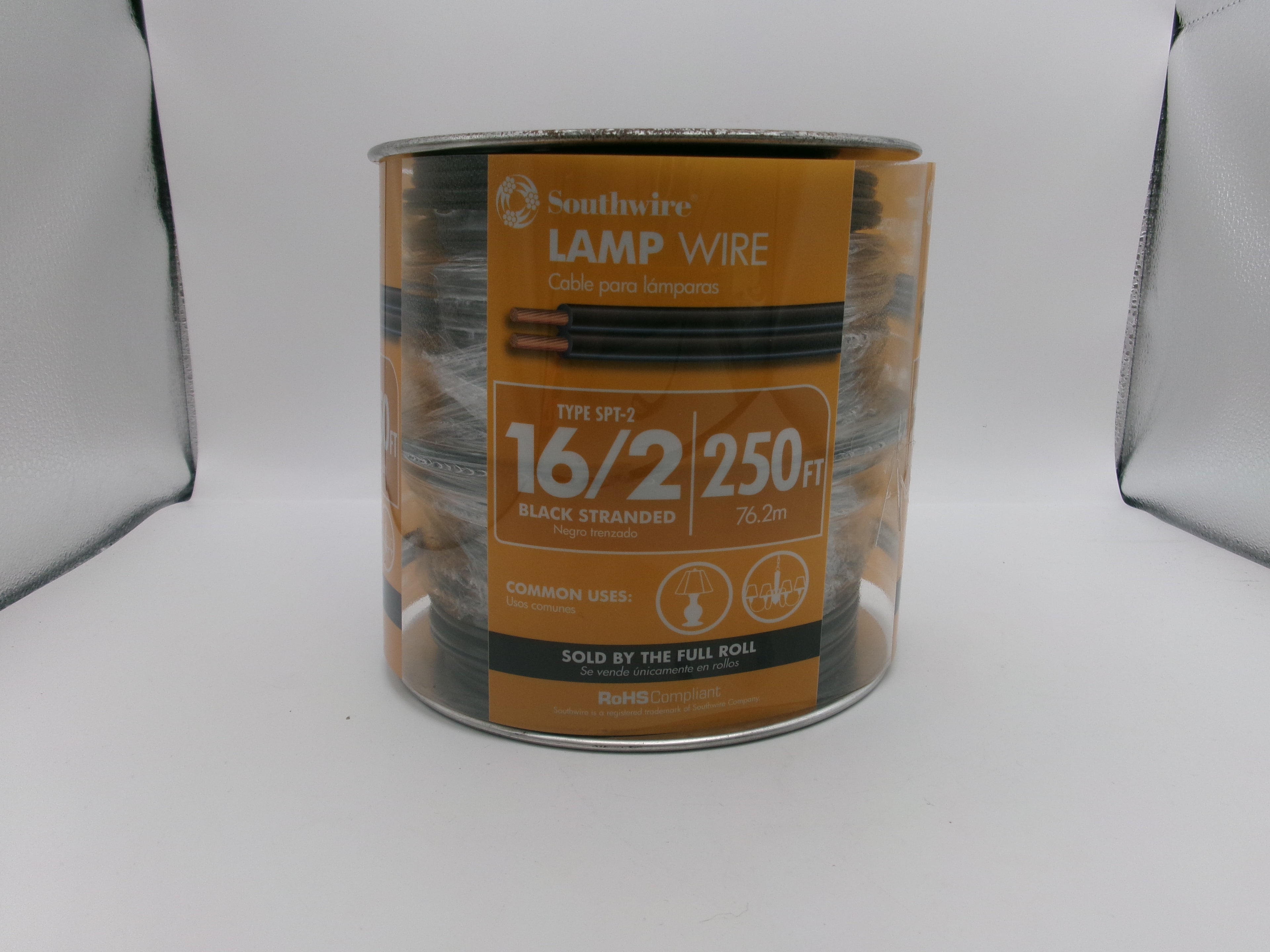 Southwire 55681844 250-Feet 16-Gauge, 2 Conductor 16/2 Type SPT-2 Lamp
