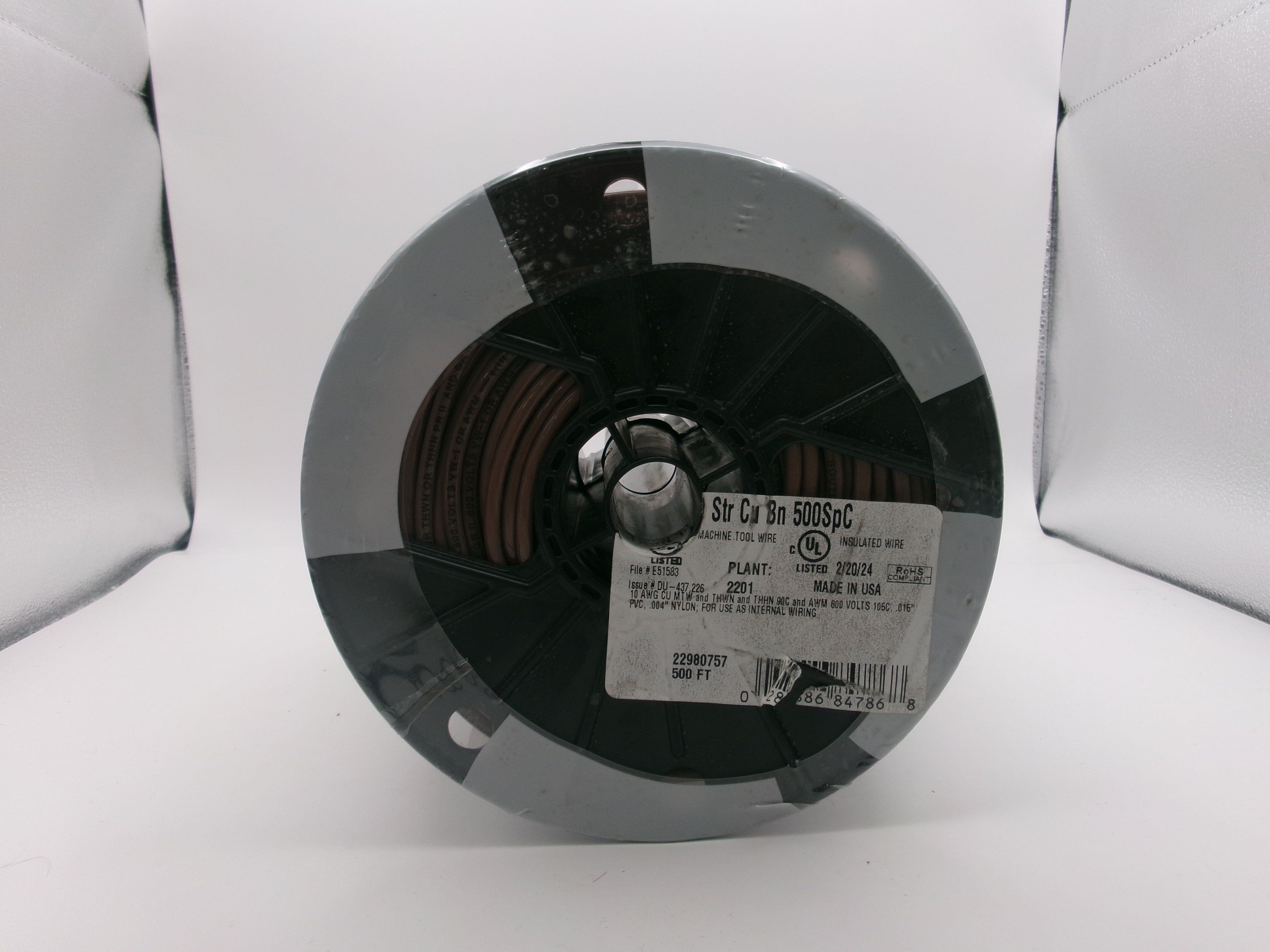 Southwire 22980757 500-ft 10-AWG Brown Stranded Copper Thhn Wire Roll