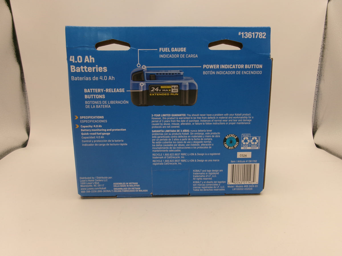 Kobalt 1361782 24V Lithium Ion Battery - 2 Pack