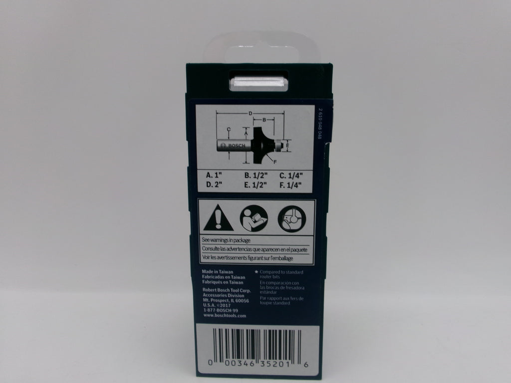 Bosch 85294MC 1/4 in x 1/2 in Carbide Tipped Roundover Router Bit