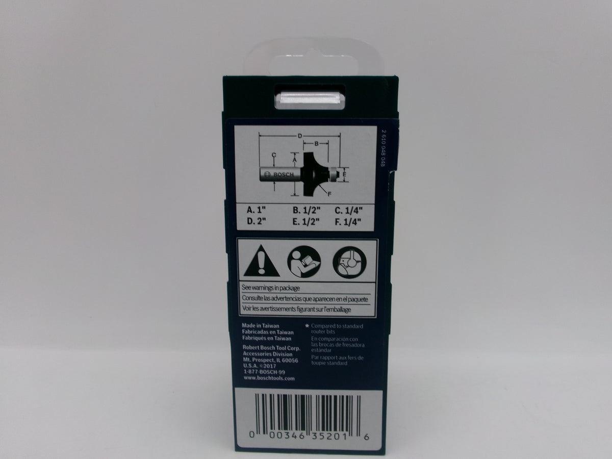 Bosch 85294MC 1/4 in x 1/2 in Carbide Tipped Roundover Router Bit