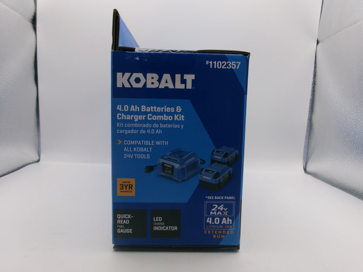 Kobalt 24V MAX Li-Ion 4.0Ah Batteries 2 &amp; Charger Combo Kit 1102357