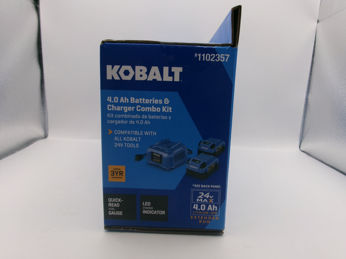 Kobalt 24V MAX Li-Ion 4.0Ah Batteries 2 &amp; Charger Combo Kit 1102357