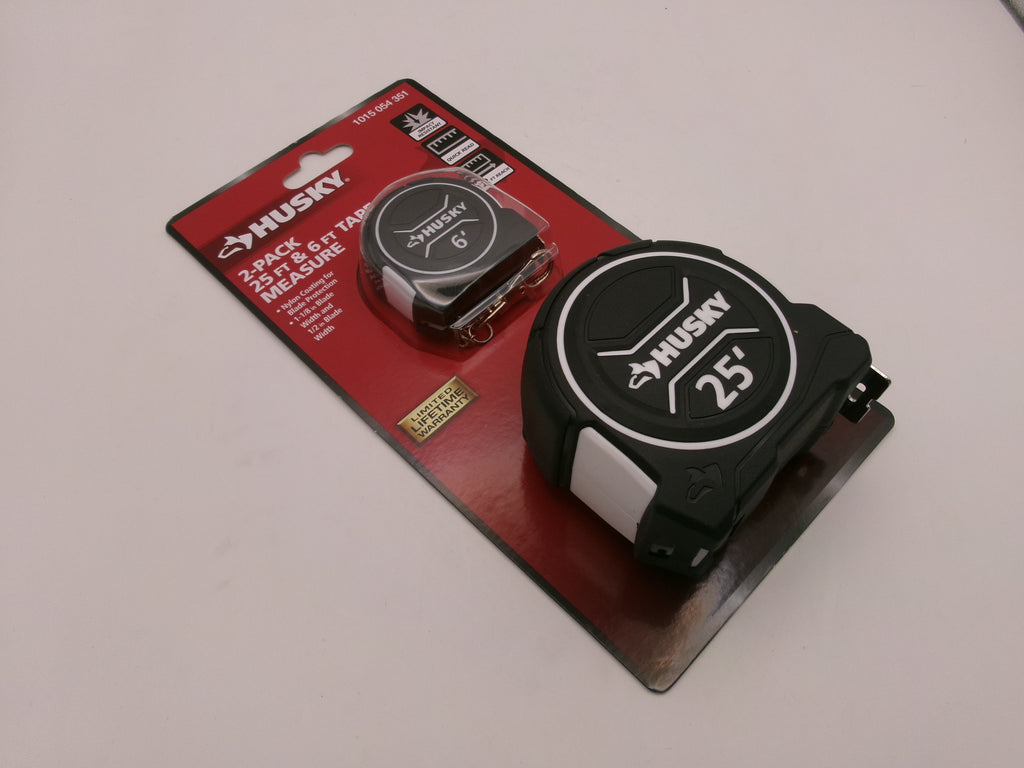 Husky 2-Pack 6 ft. Mini and 25 ft. Tape Measure Rubber Grip SAE