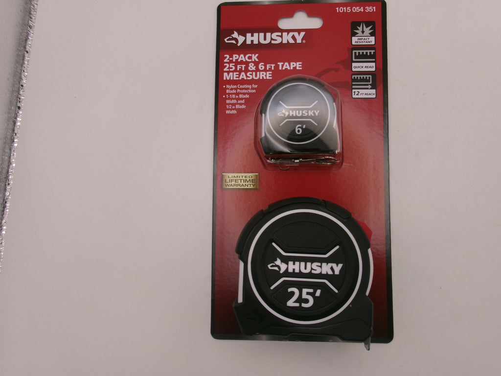 Husky 2-Pack 6 ft. Mini and 25 ft. Tape Measure Rubber Grip SAE