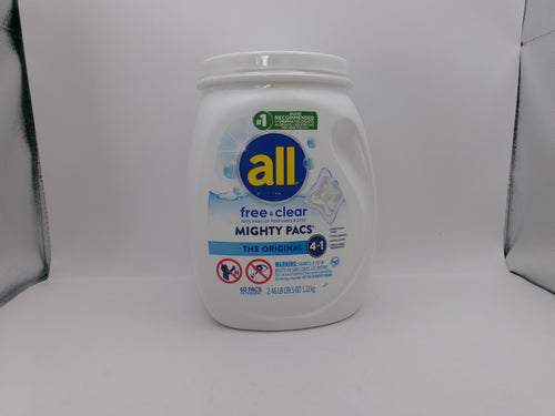 All Unscented Mighty Pacs Free Clear HE Laundry Detergent Pods 60 Pacs - 39.5oz