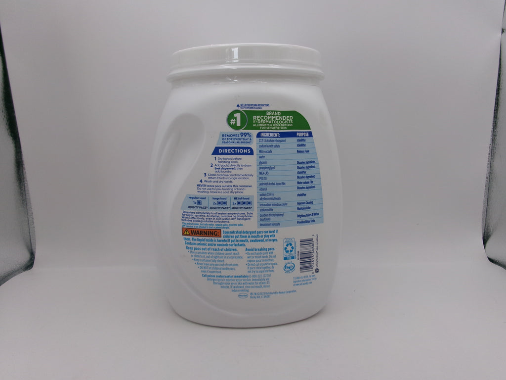 All Unscented Mighty Pacs Free Clear HE Laundry Detergent Pods 60 Pacs - 39.5oz