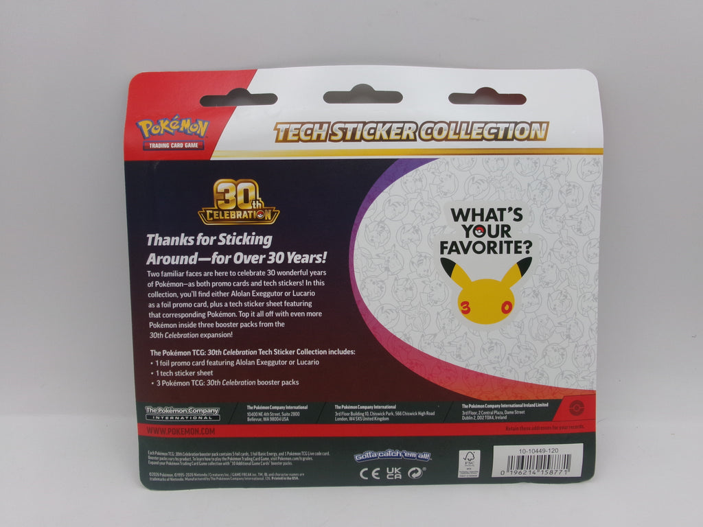 Pokemon 30 Celebrations Tech Sticker Collection