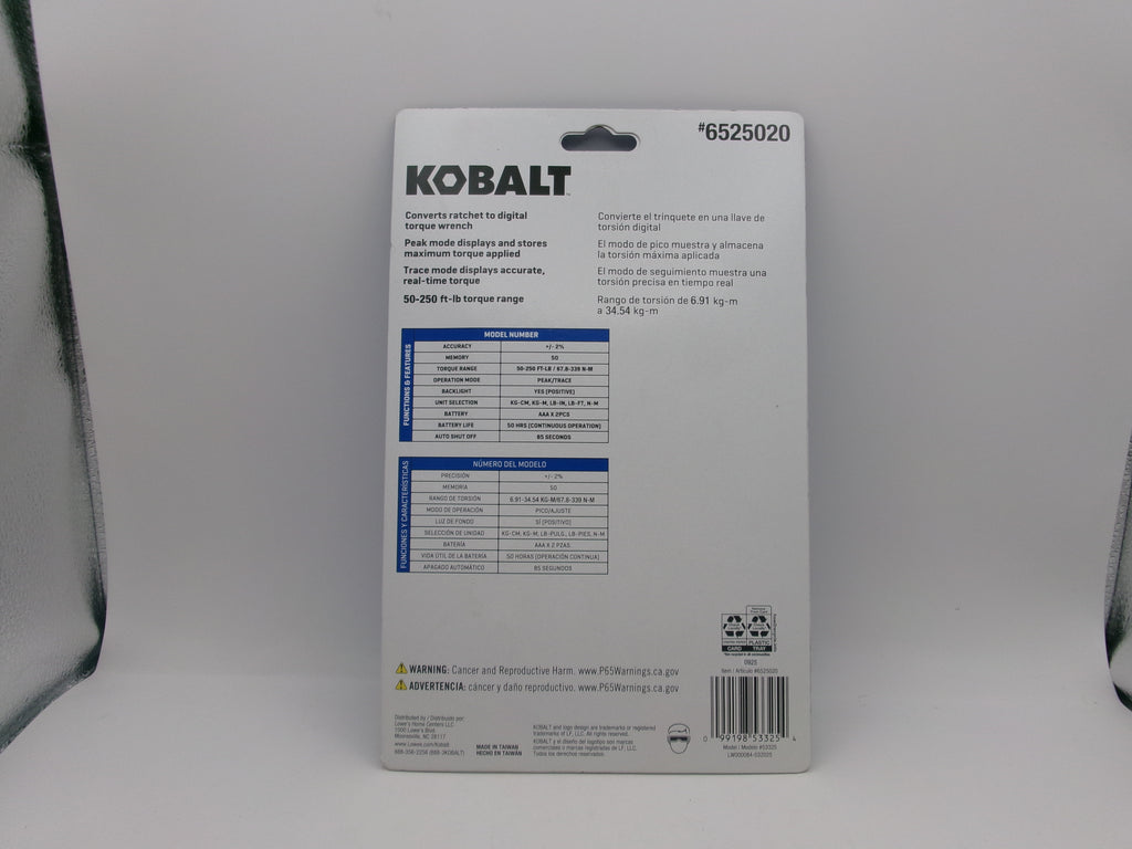 Kobalt 6525020 1/2 in. Drive Digital Torque Adapter