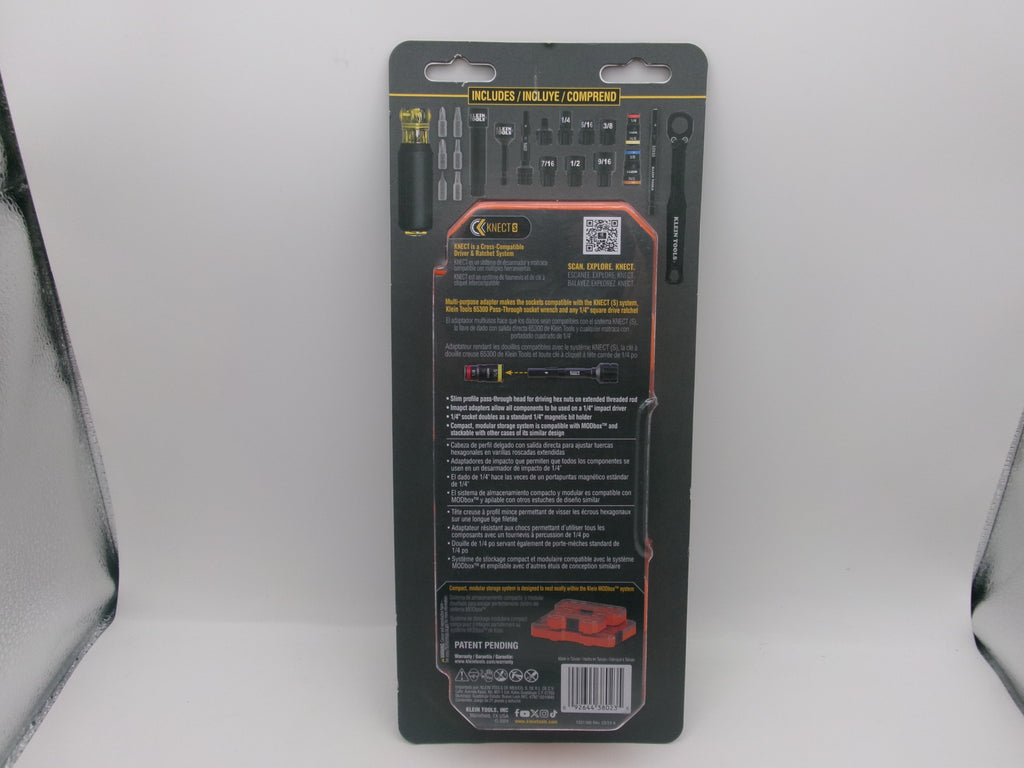Klein Tools 65300 21 Pc SAE KNECT Socket Wrench Set Impact Pass Thru with Case