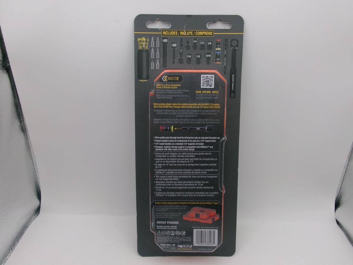 Klein Tools 65300 21 Pc SAE KNECT Socket Wrench Set Impact Pass Thru with Case