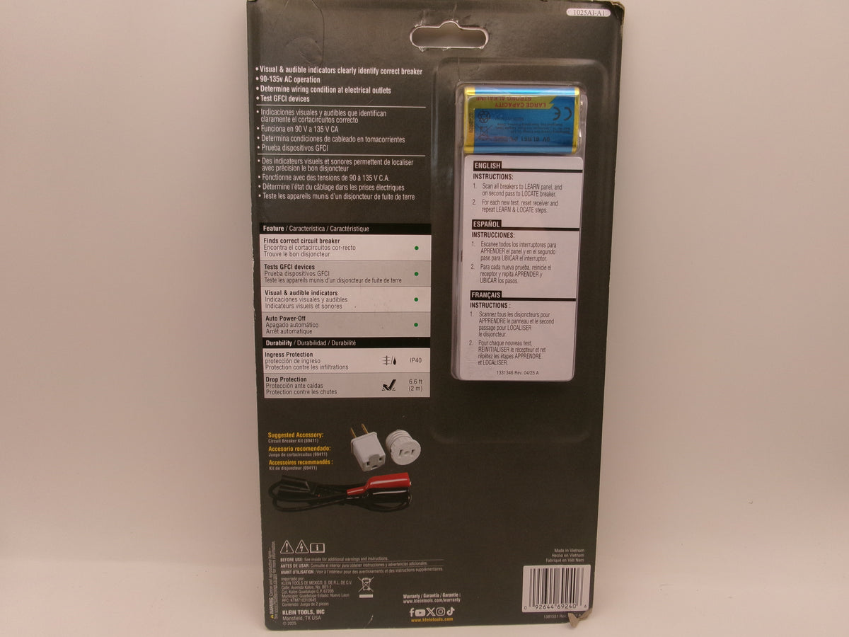 KLEIN Tools ET310 Digital Circuit Breaker Finder & GFCI Outlet Tester