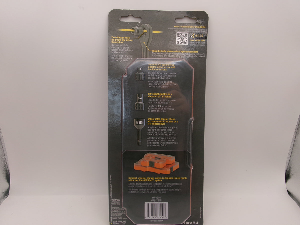 Klein Tools 65400 Impact Rated SAE KNECT Pass-Through Socket Wrench Set