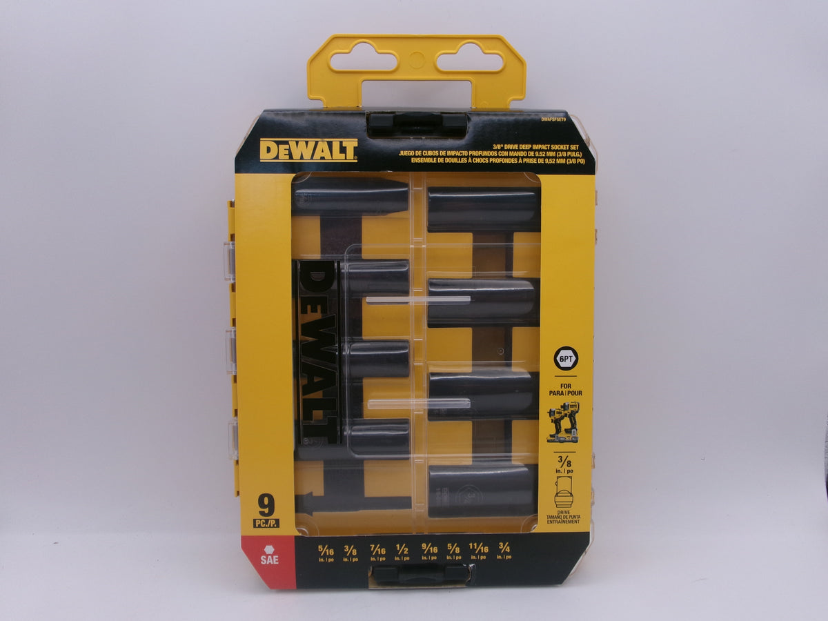 Dewalt DWAFSFSET9 3/8" Drive Deep Impact Socket 9pc Set