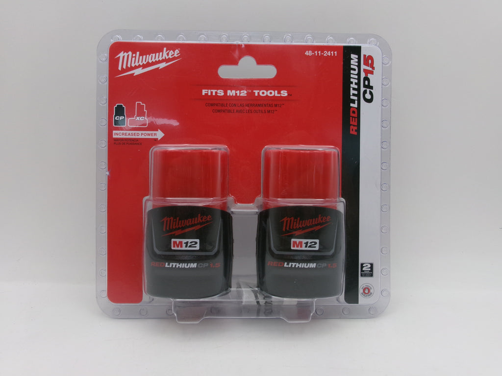 Milwaukee M12 48-11-2411 (2) 1.5Ah Batteries 12 Volt 2 Pack