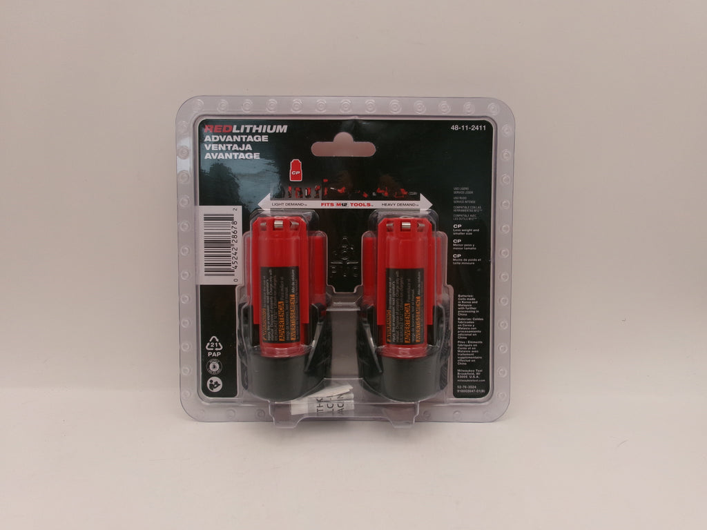Milwaukee M12 48-11-2411 (2) 1.5Ah Batteries 12 Volt 2 Pack