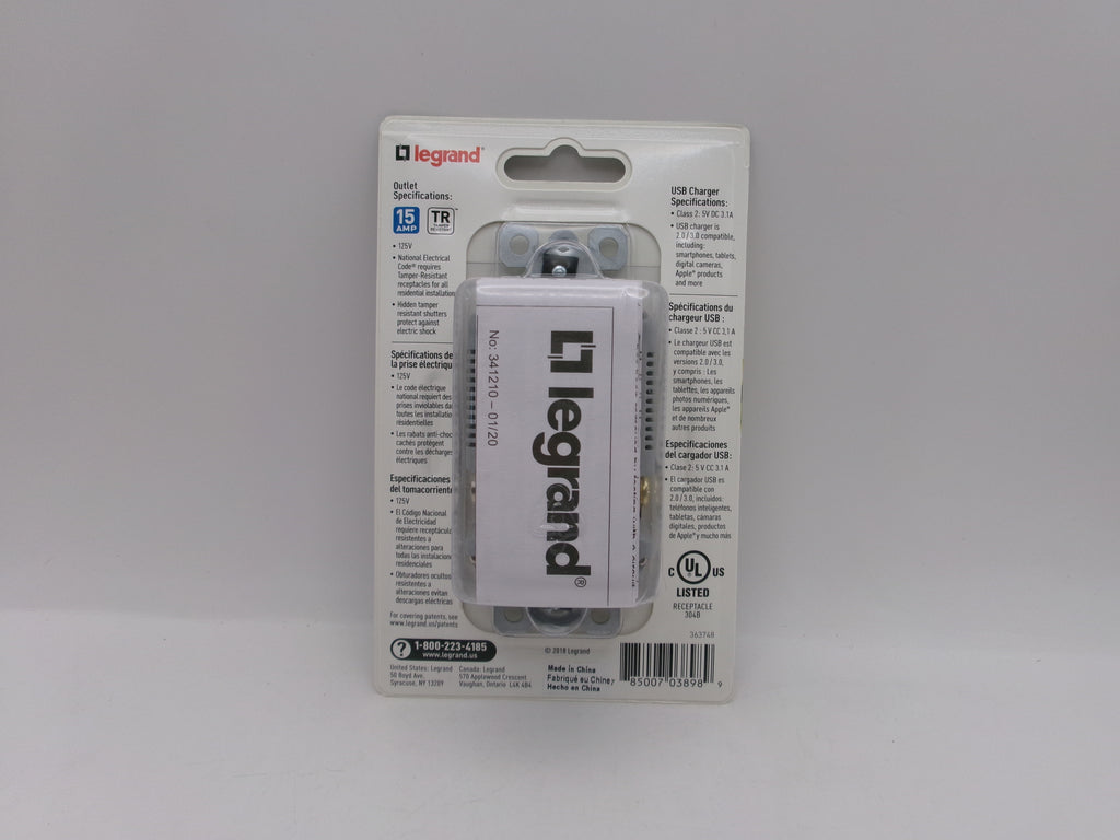 Radiant Legrand 2 USB Chargers + 2 Outlets TM826USBDBCCV4