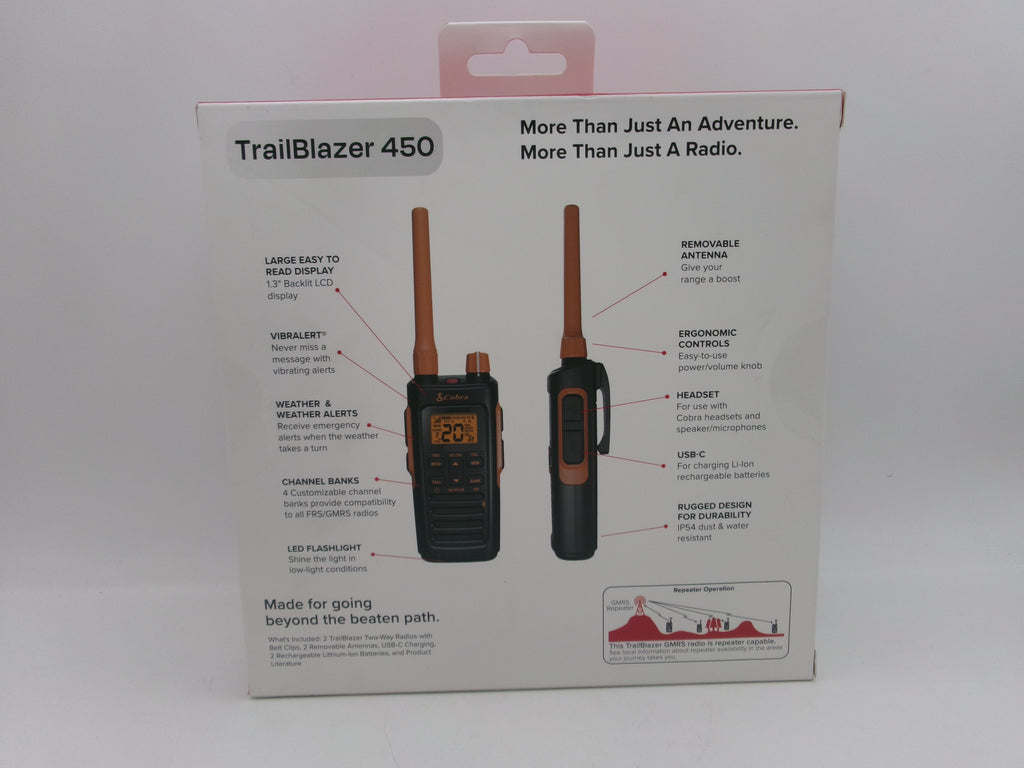 Cobra TrailBlazer 450 2.5-Watt GMRS 2-Way Radios, Up to 36-Mile Range 2-Pack