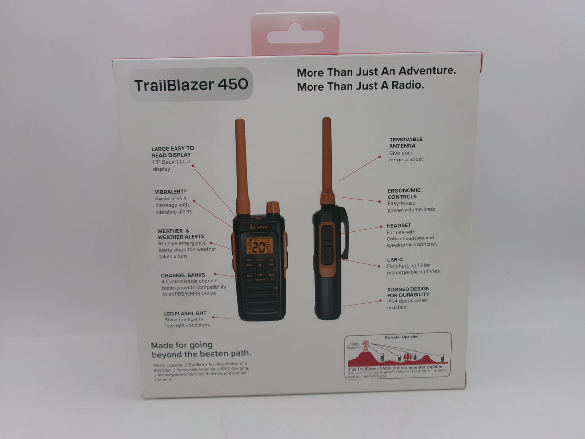 Cobra TrailBlazer 450 2.5-Watt GMRS 2-Way Radios, Up to 36-Mile Range 2-Pack