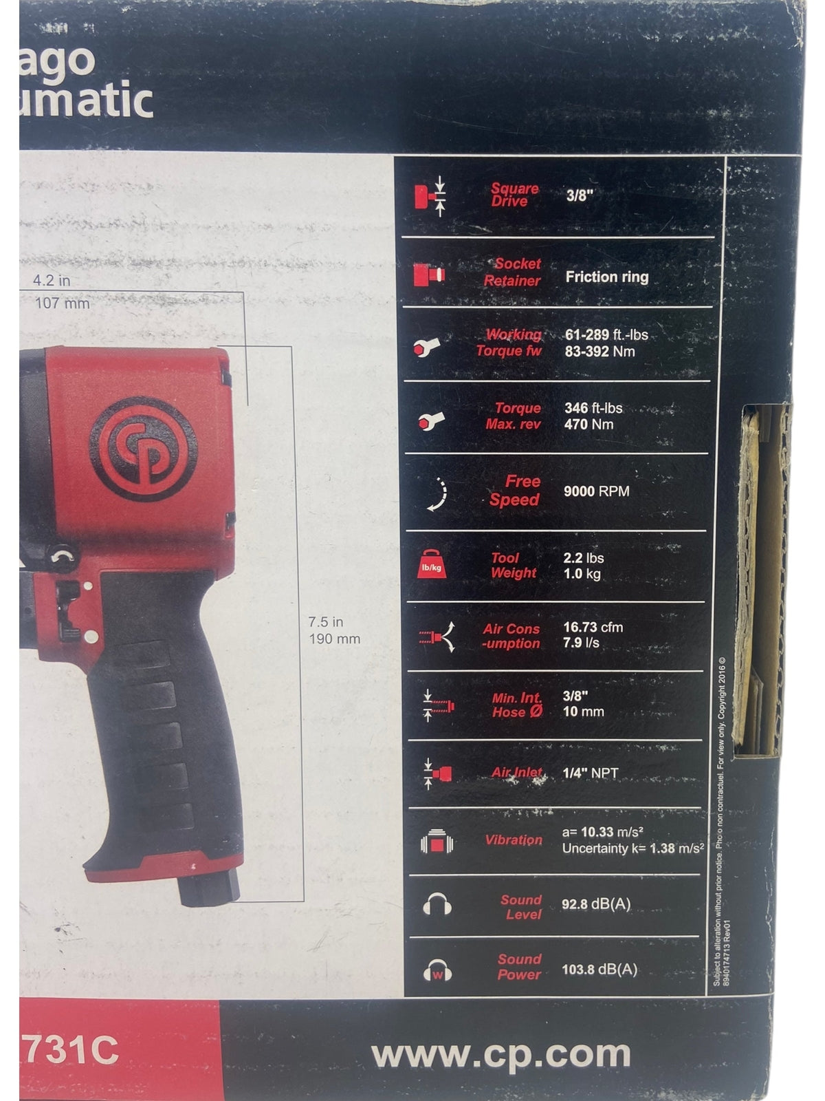 Chicago Pneumatic CP7731 Air Impact Wrench (3/8 Inch), Air Impact Gun Tool 