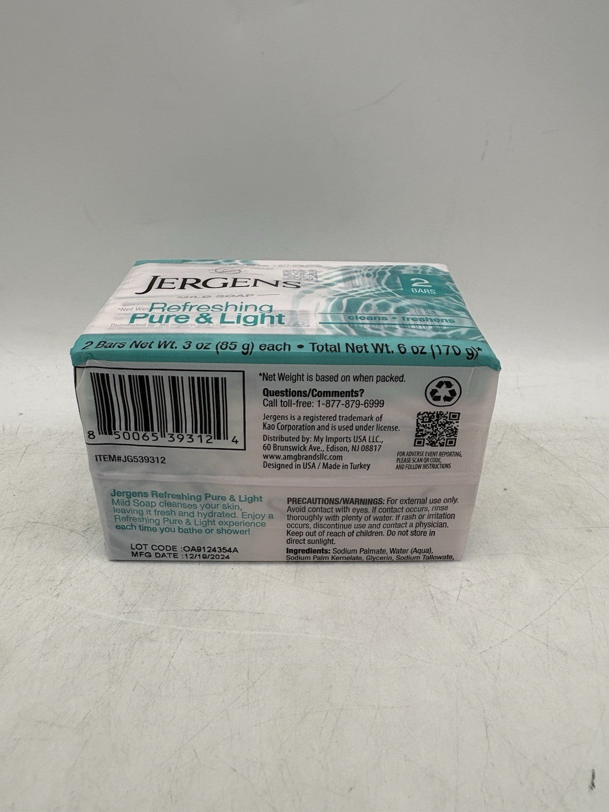 Jergens Mild Soap Refreshing Pure And Light 4 Pack, 8 Bars 3 Oz ea.