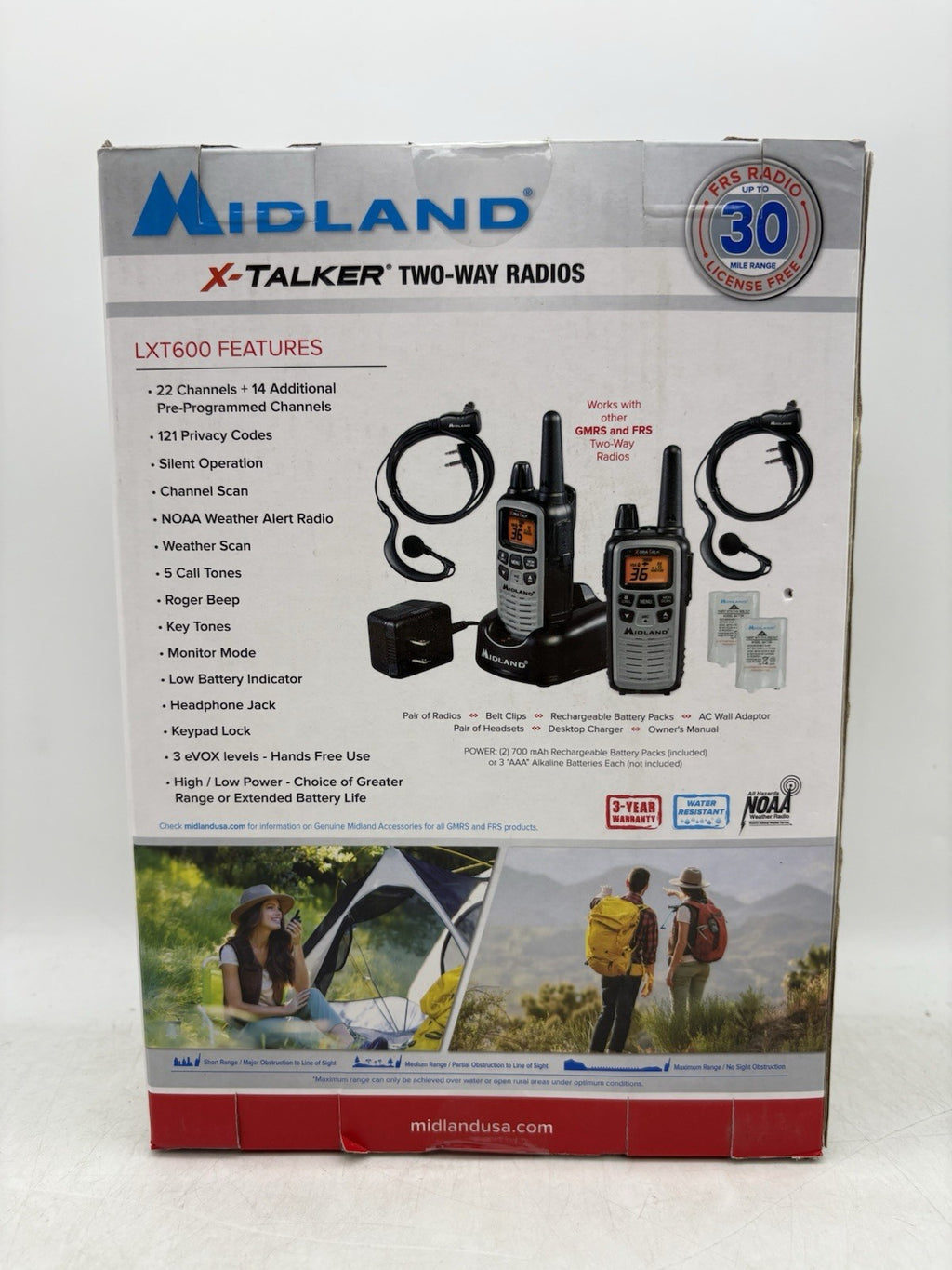 Midland Radio Two Way Radio LXT600VP4 2-Pack with headsets charging base