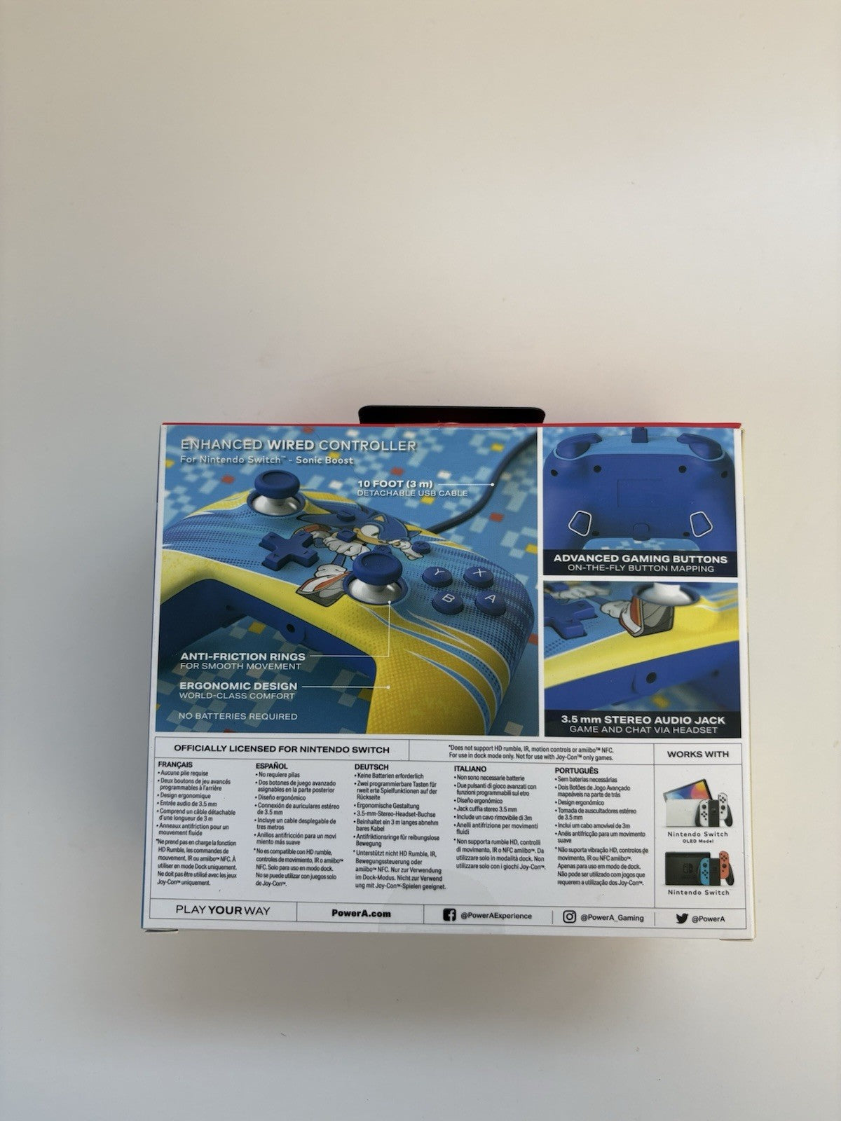 PowerA Enhanced Wired Controller for Nintendo Switch Sonic The Hedgehog NIB 