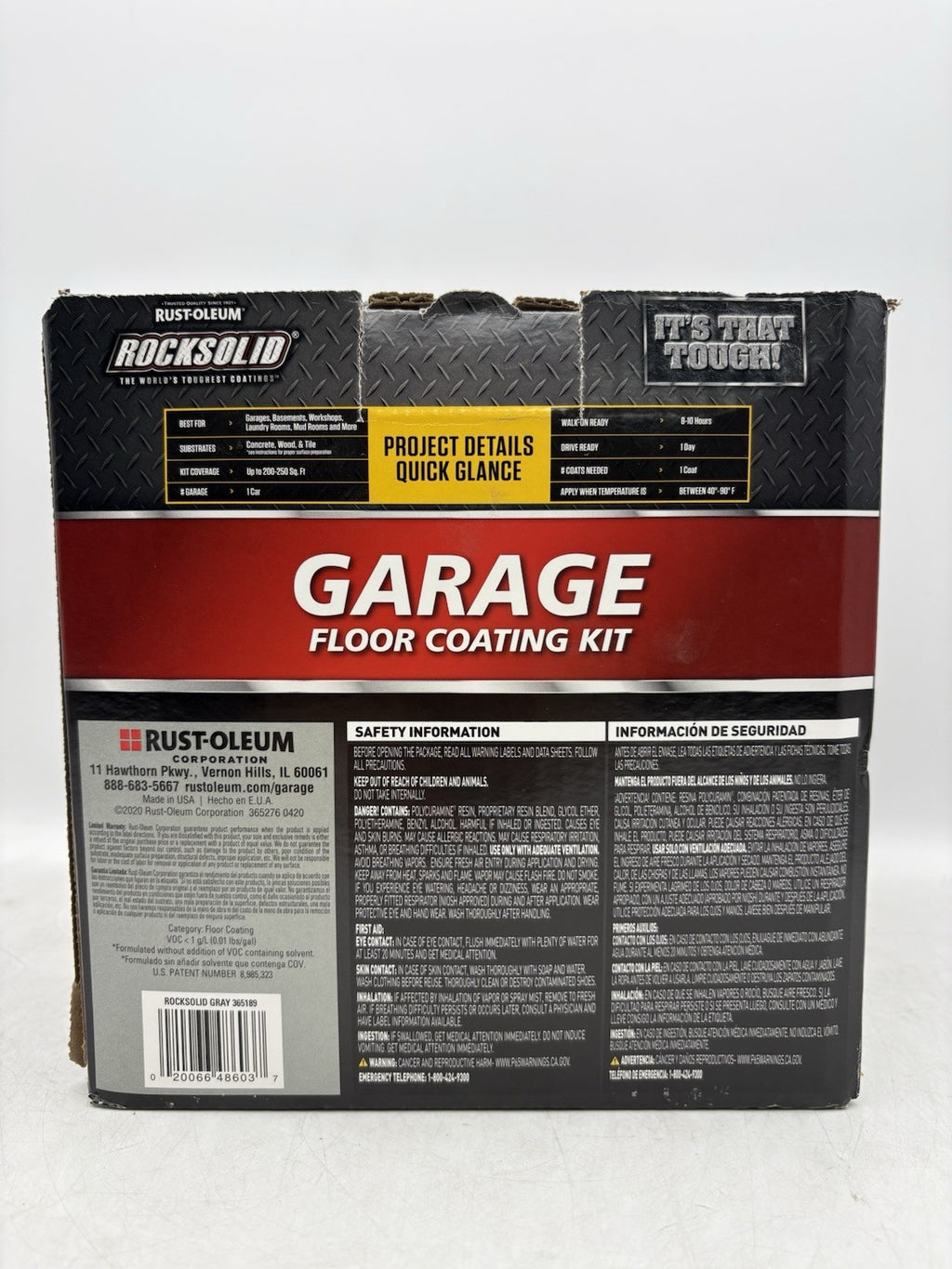 Rust Oleum RockSolid 1 Car Garage Floor Kit - 90 oz Gray Polycuramine
