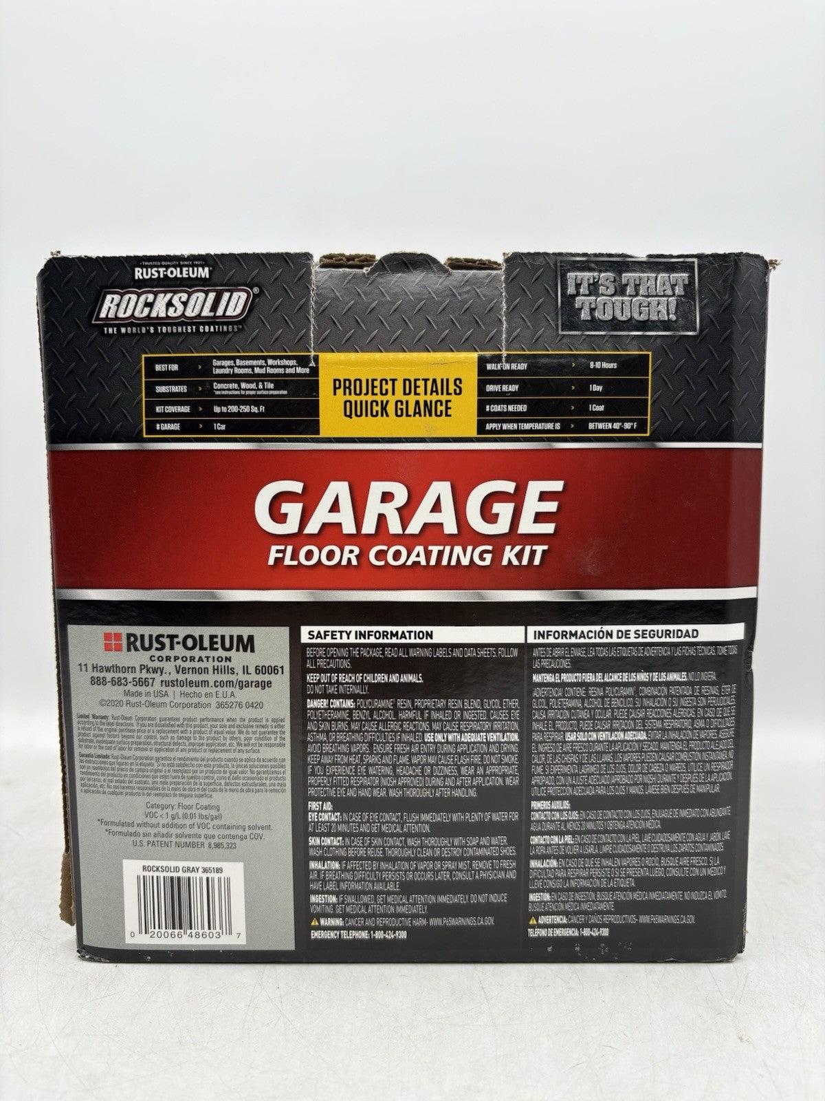 Rust Oleum RockSolid 1 Car Garage Floor Kit - 90 oz Gray Polycuramine