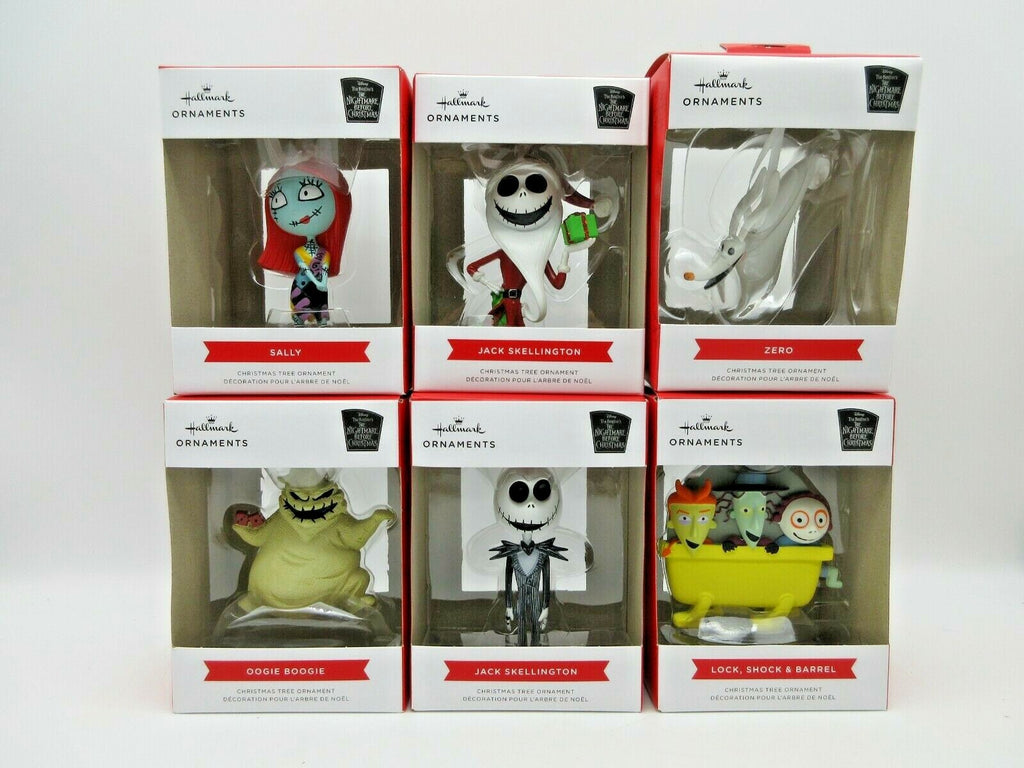 Disney Hallmark Nightmare Before Christmas Ornament Set 6 Jack Sally Oggie Zero