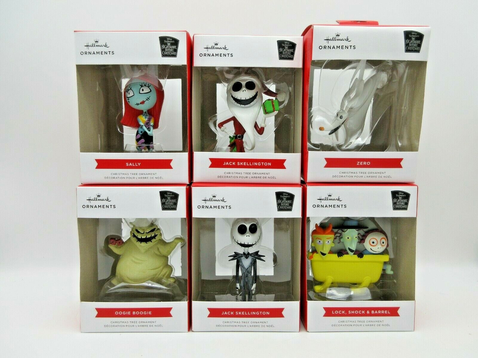 Disney Hallmark Nightmare Before Christmas Ornament Set 6 Jack Sally Oggie Zero