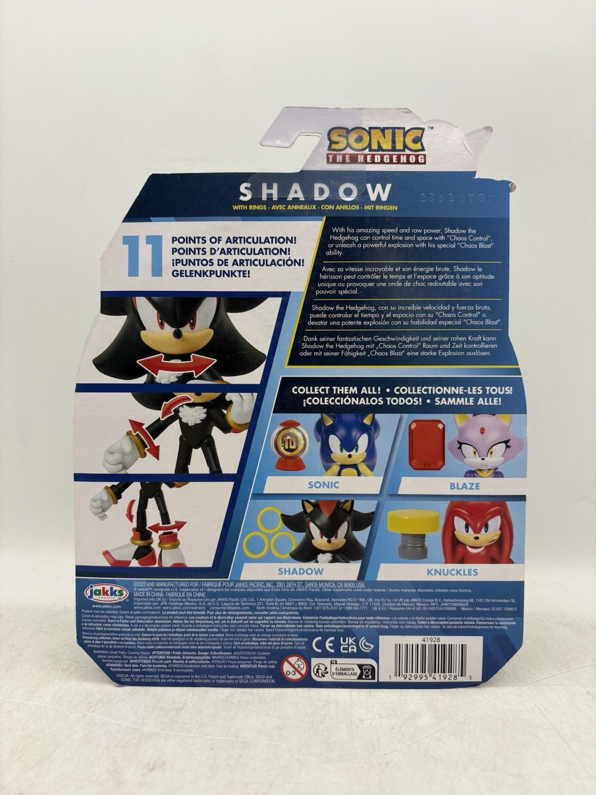 2023 JAKKS Pacific Sonic The Hedgehog Action Figure: SHADOW (w/ 3 Rings)