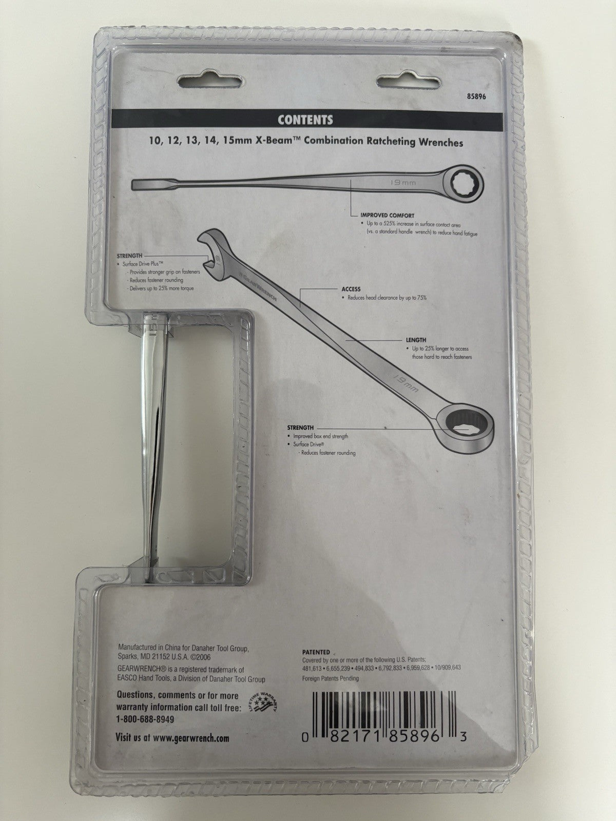 GearWrench XL X-Beam Combination Ratcheting Wrench Set 5pc Metric, # 85896