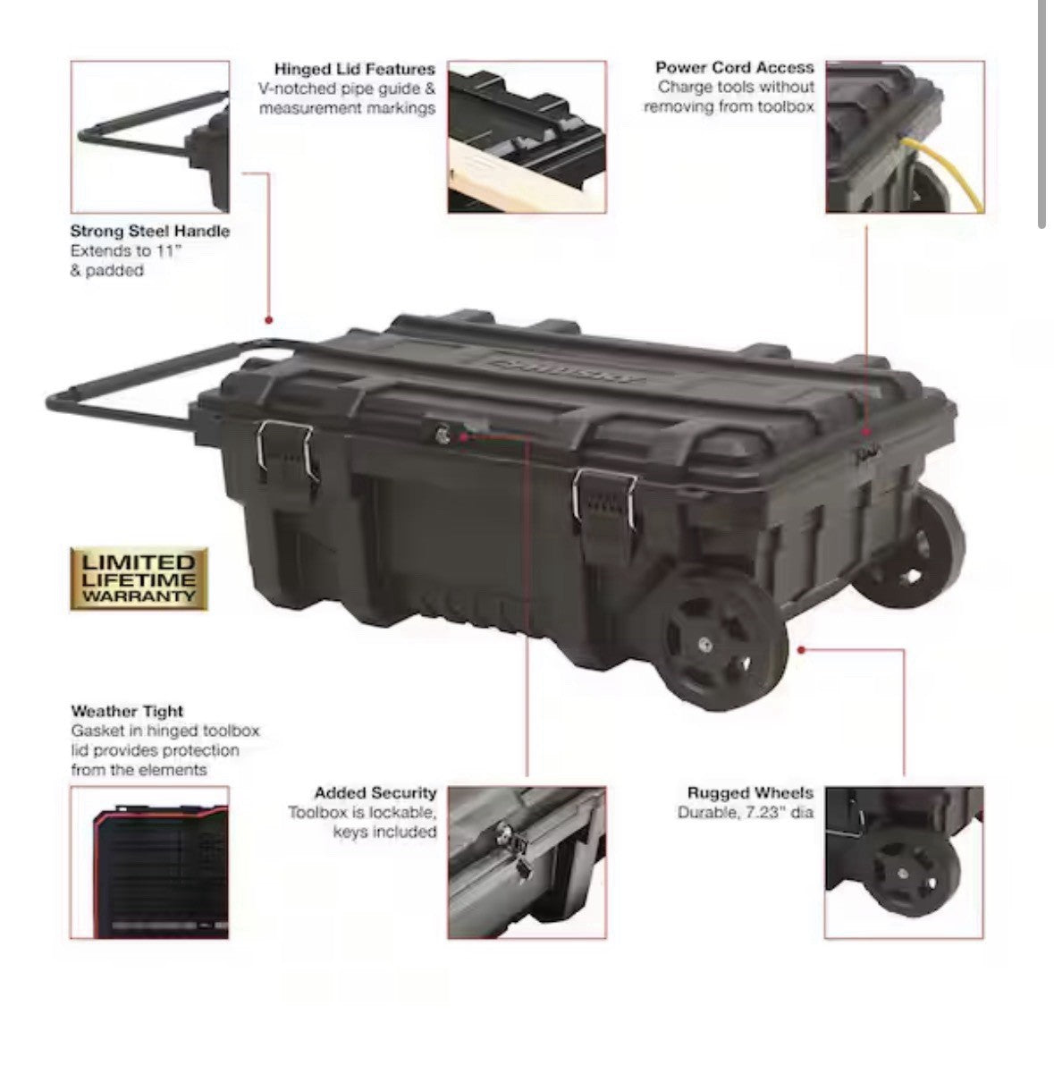 Husky 23 in. 25 Gal. Black Rolling Toolbox with Keyed Lock