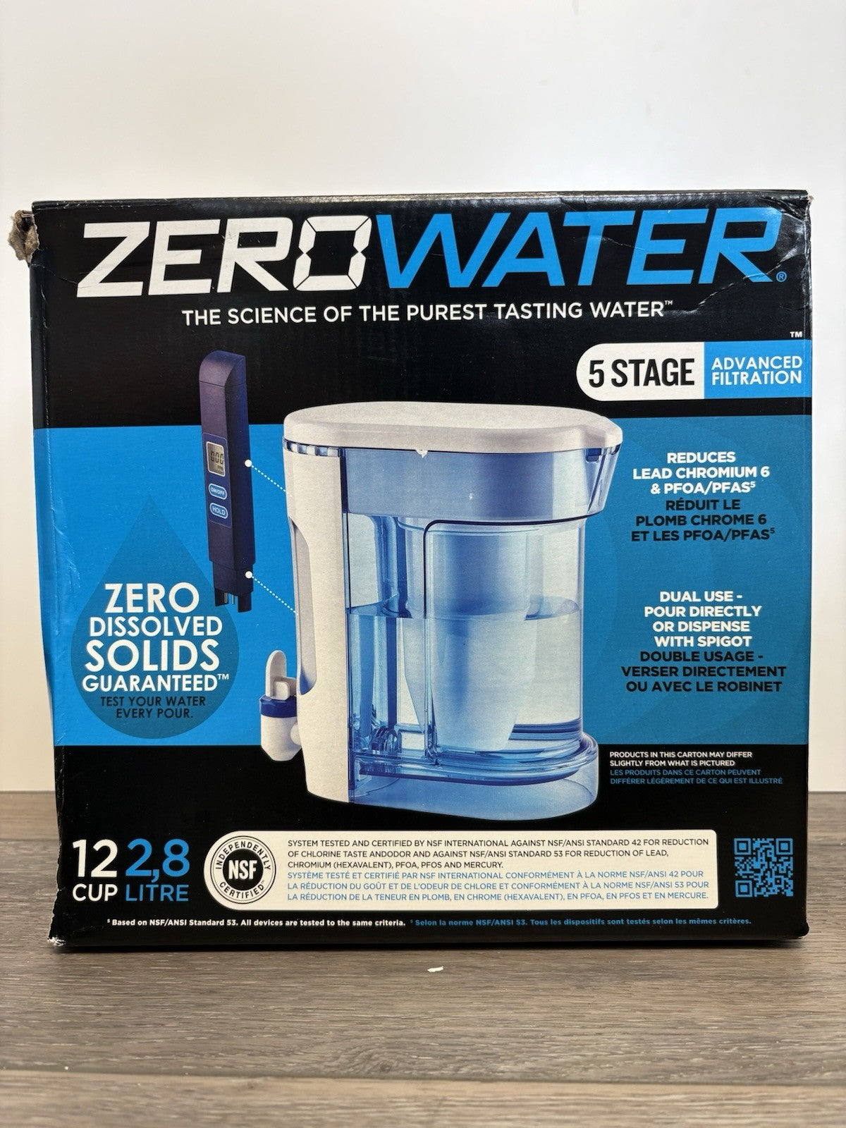 ZeroWater 12-Cup 5-Stage Water Filter Pitcher TDS Meter NEW