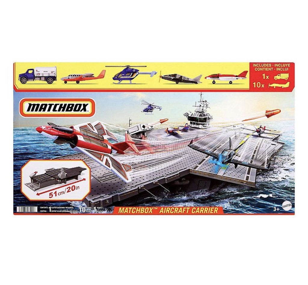 Matchbox Aircraft Carrier Model & Play Set with 10 Die-Cast Sky Buster airplanes