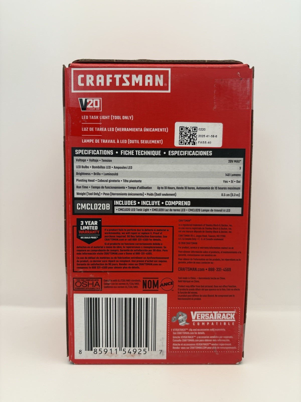 CRAFTSMAN V20 LED Work Light, Cordless Handheld, 140 Lumens CMCL020B