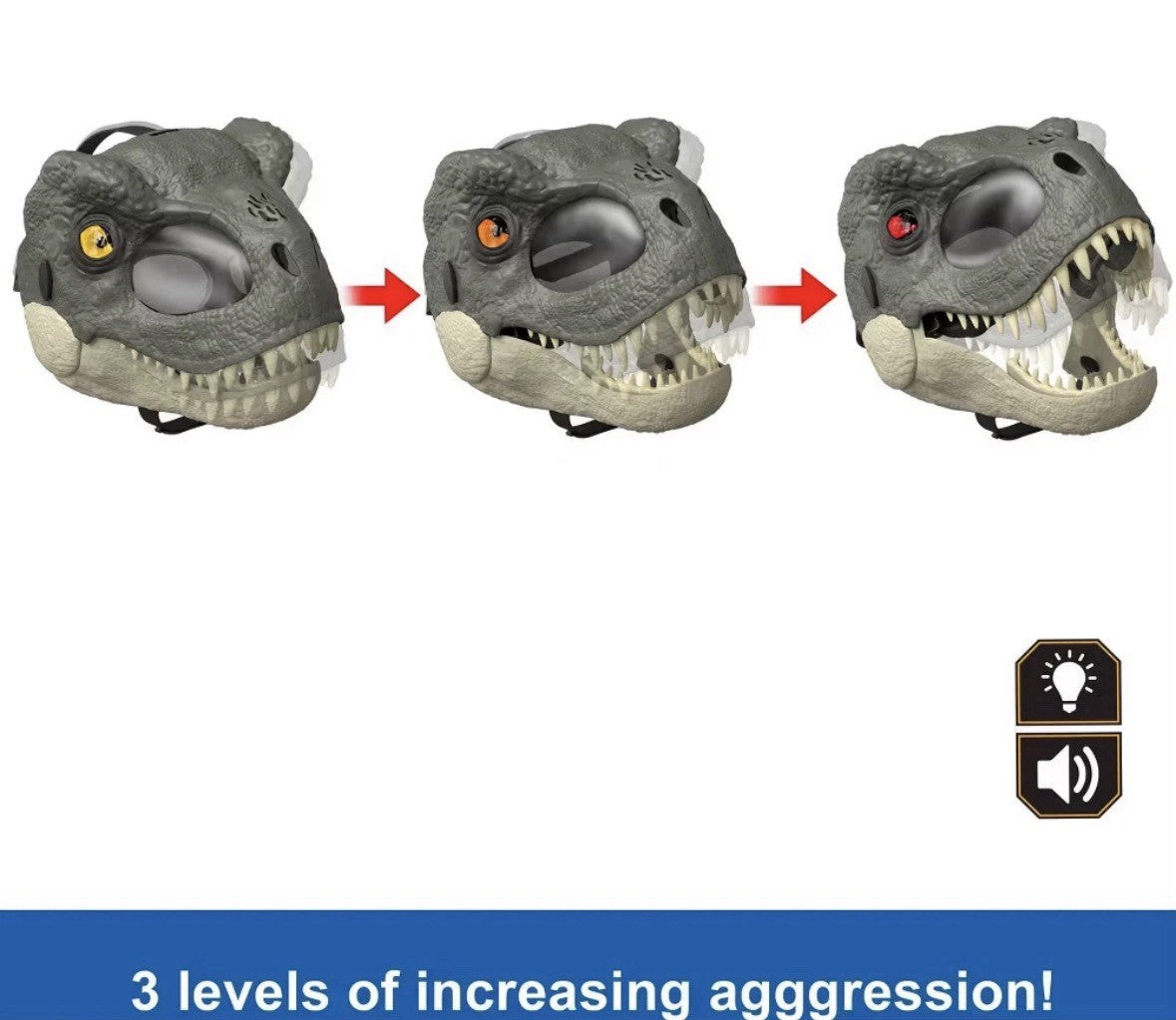 Jurassic World Rebirth T-Rex Rage N Roar Mask with LED Light Up