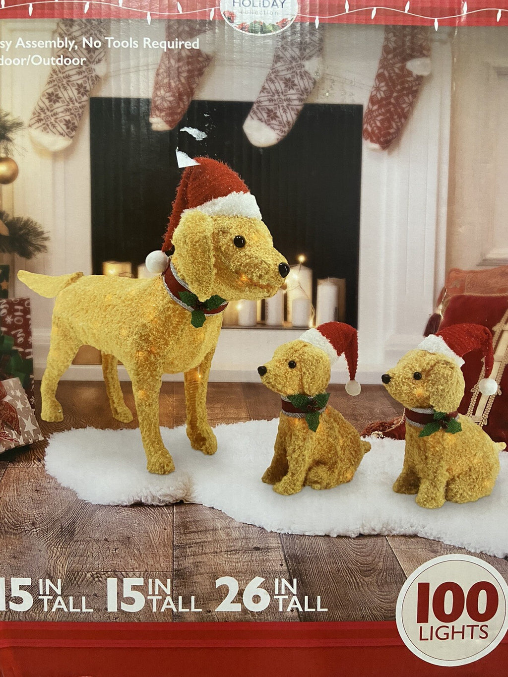 Holiday Collection Pre Lit  3 Pack Dog Family Christmas Winter Decor