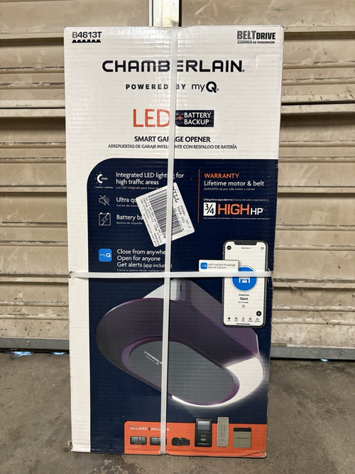 Chamberlain B4613T 3/4 HP LED  Smart Quiet Belt Drive Garage Door Opener