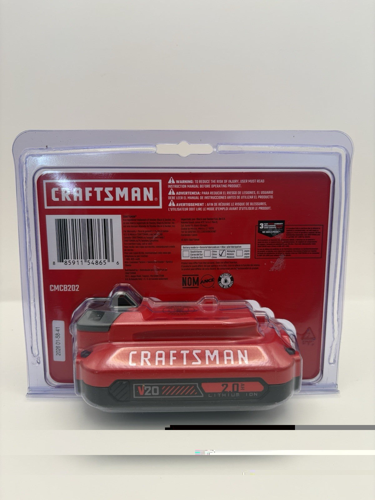 Craftsman CMCB202 20V 2.0Ah Lithium Ion Battery