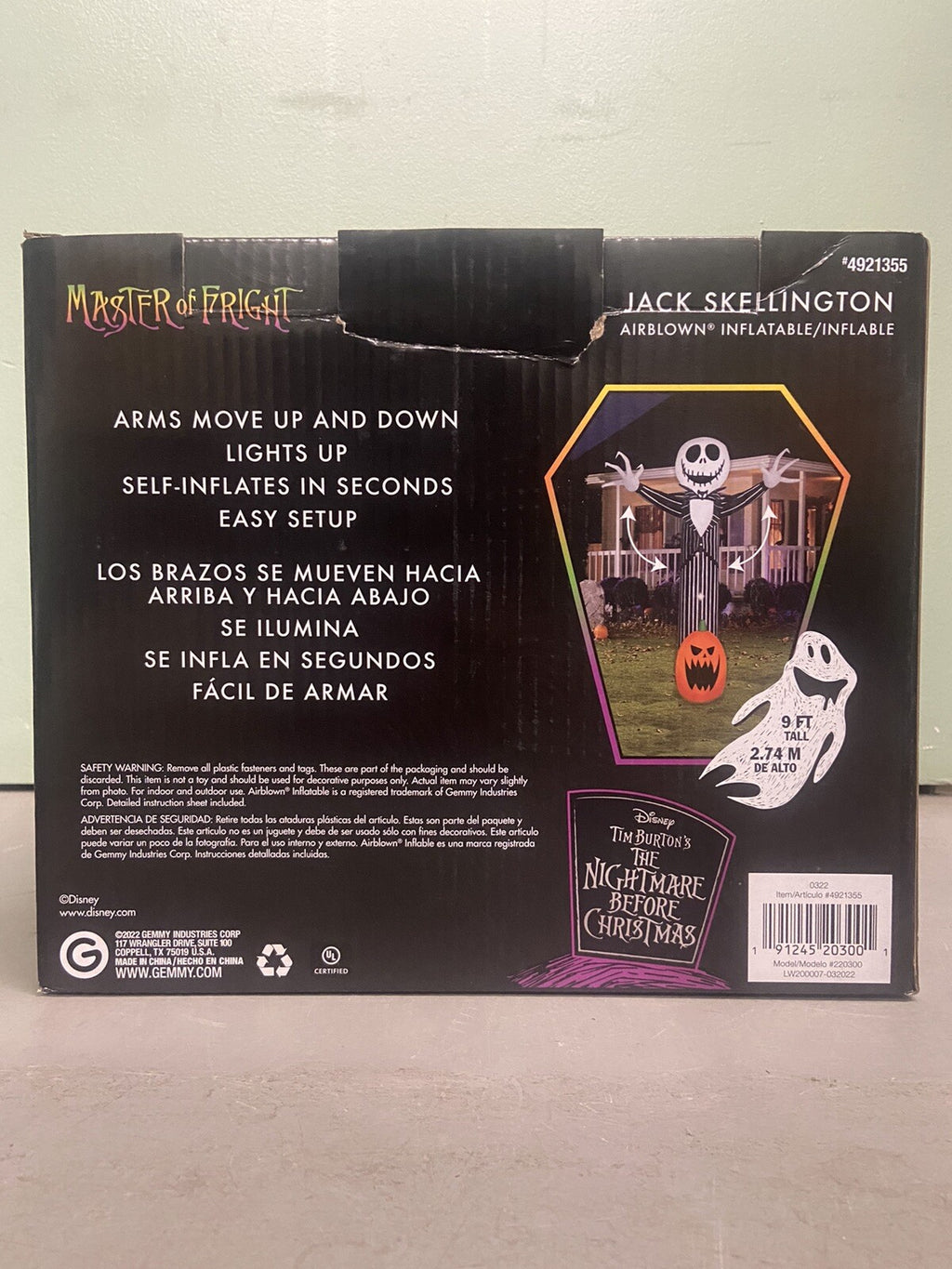 Disney Nightmare Before Christmas Jack Skellington Halloween Inflatable 9ft tall