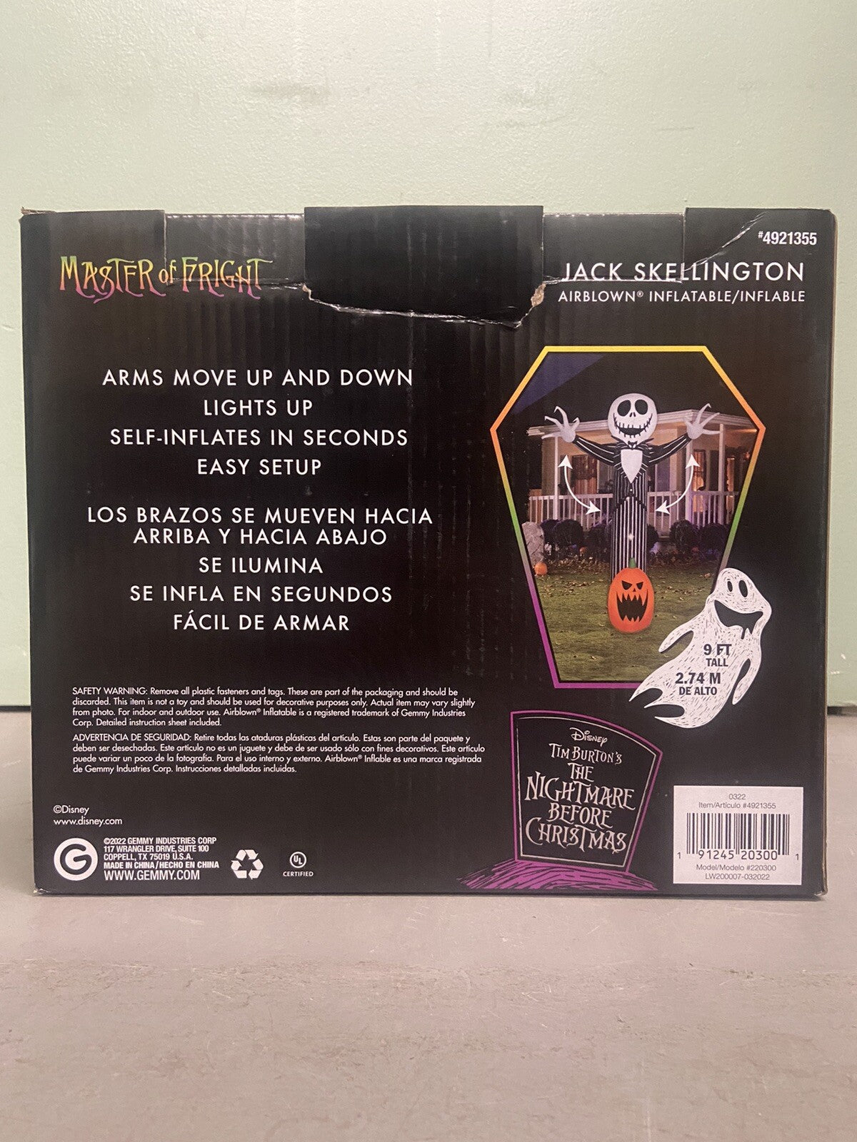Disney Nightmare Before Christmas Jack Skellington Halloween Inflatable 9ft tall