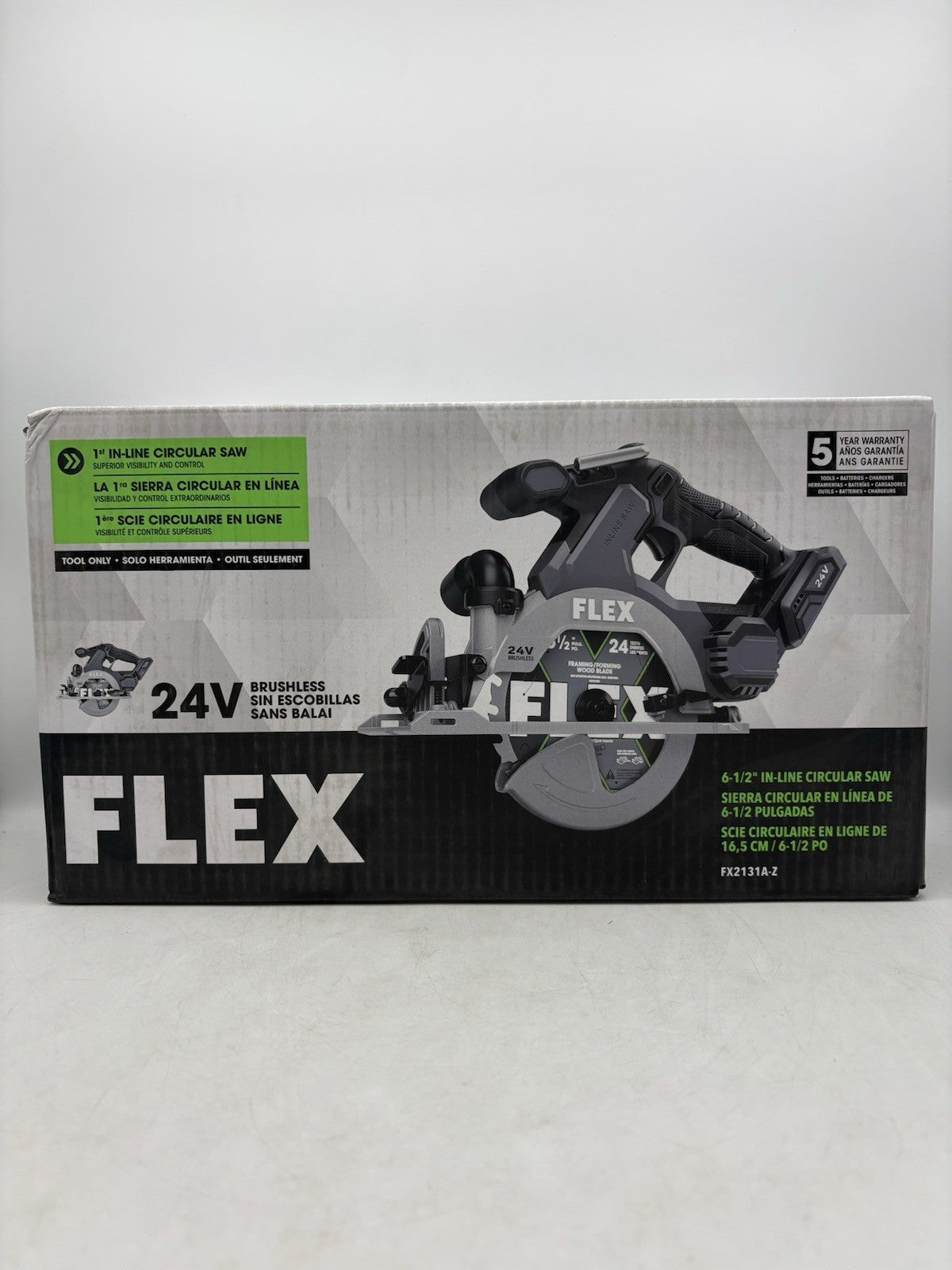 FLEX FX2131A-Z 24V Cordless Brushless 6-1/2" In-Line Circular Saw Tool Only