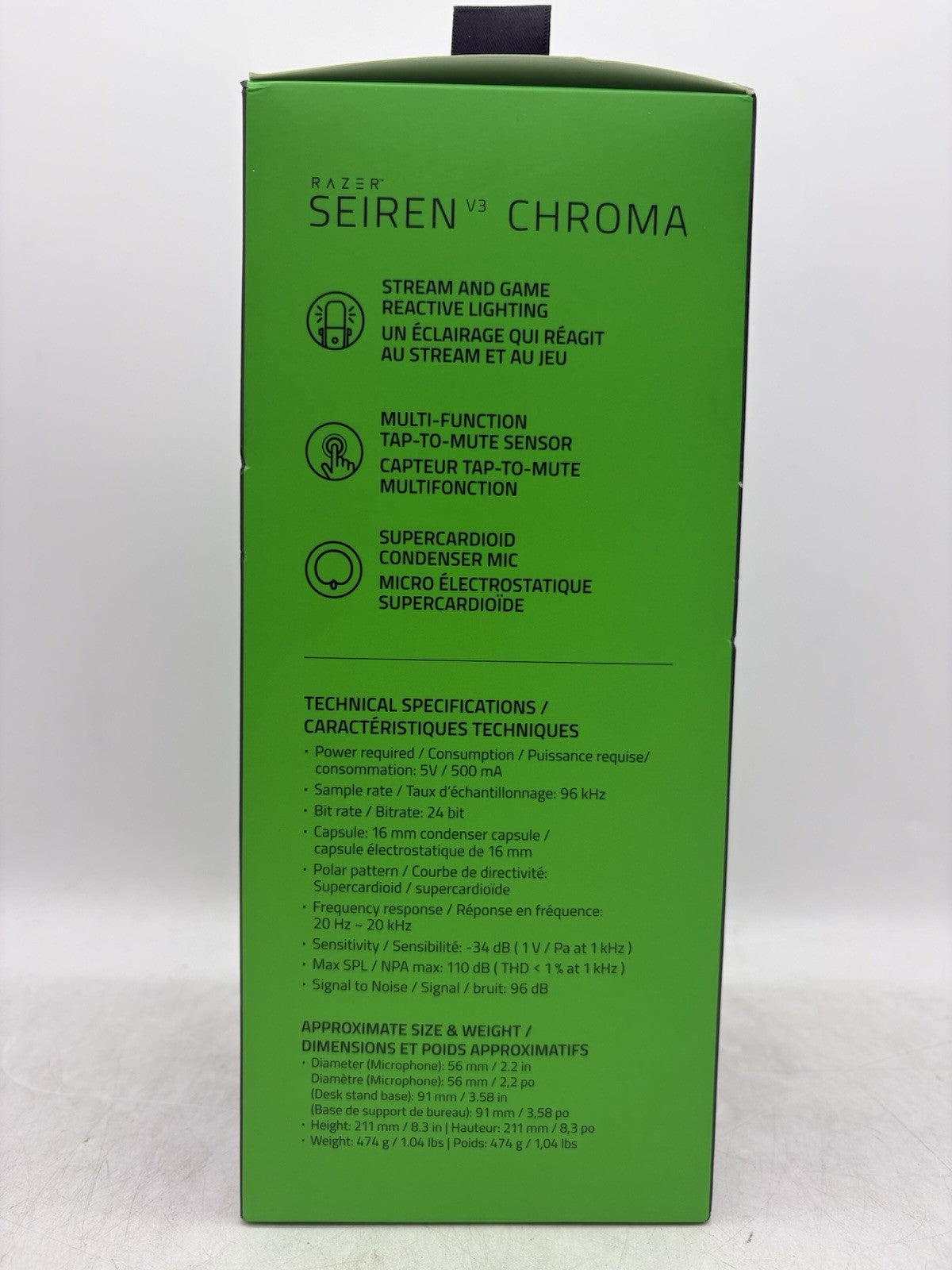 Razer Seiren V3 Chroma RGB USB GAMER Microphone with Tap-to-Mute Sensor