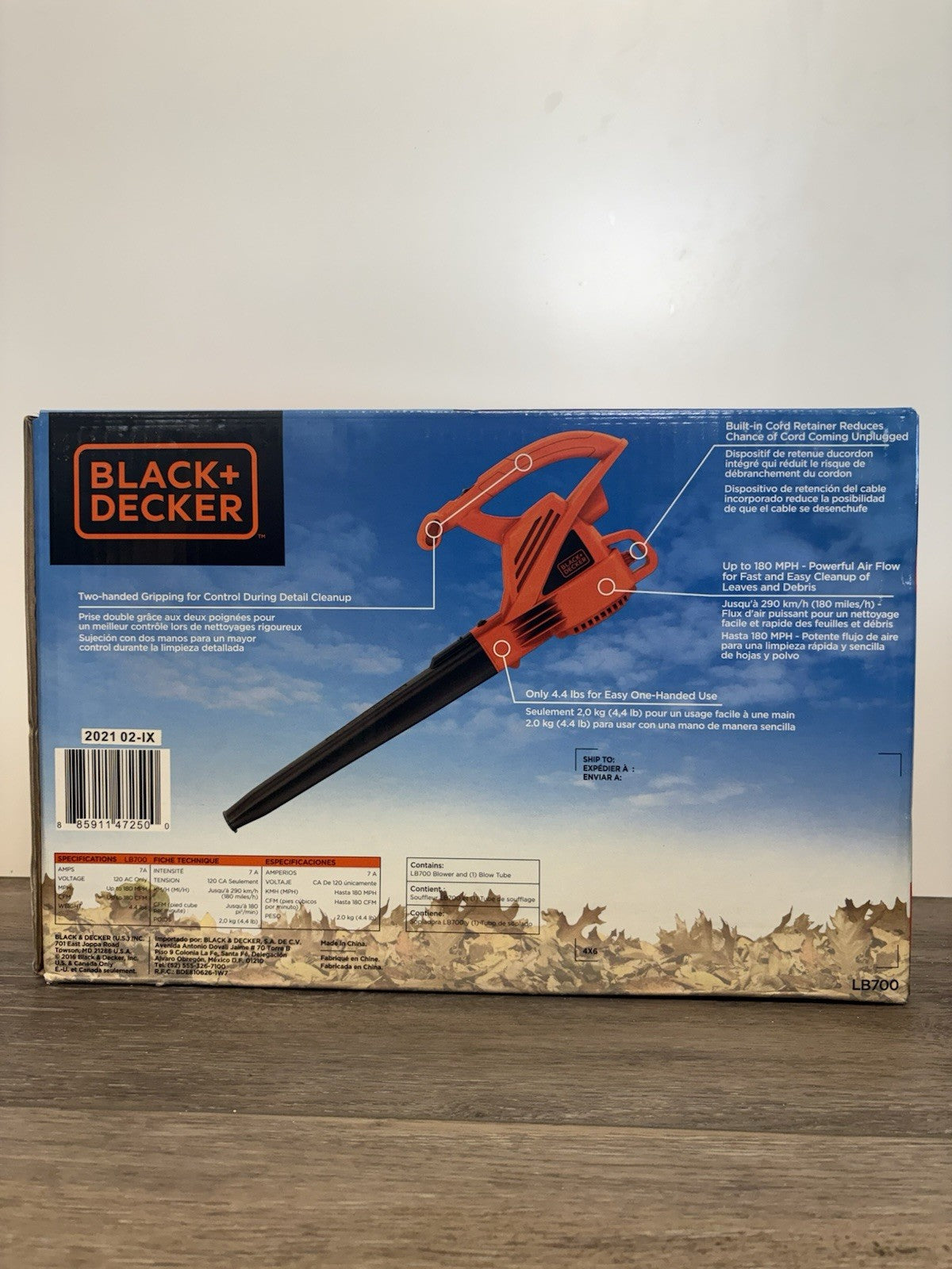 BLACK+DECKER LB700 7 Amp Corded Electric Leaf Blower 180 MPH Lawn Yard