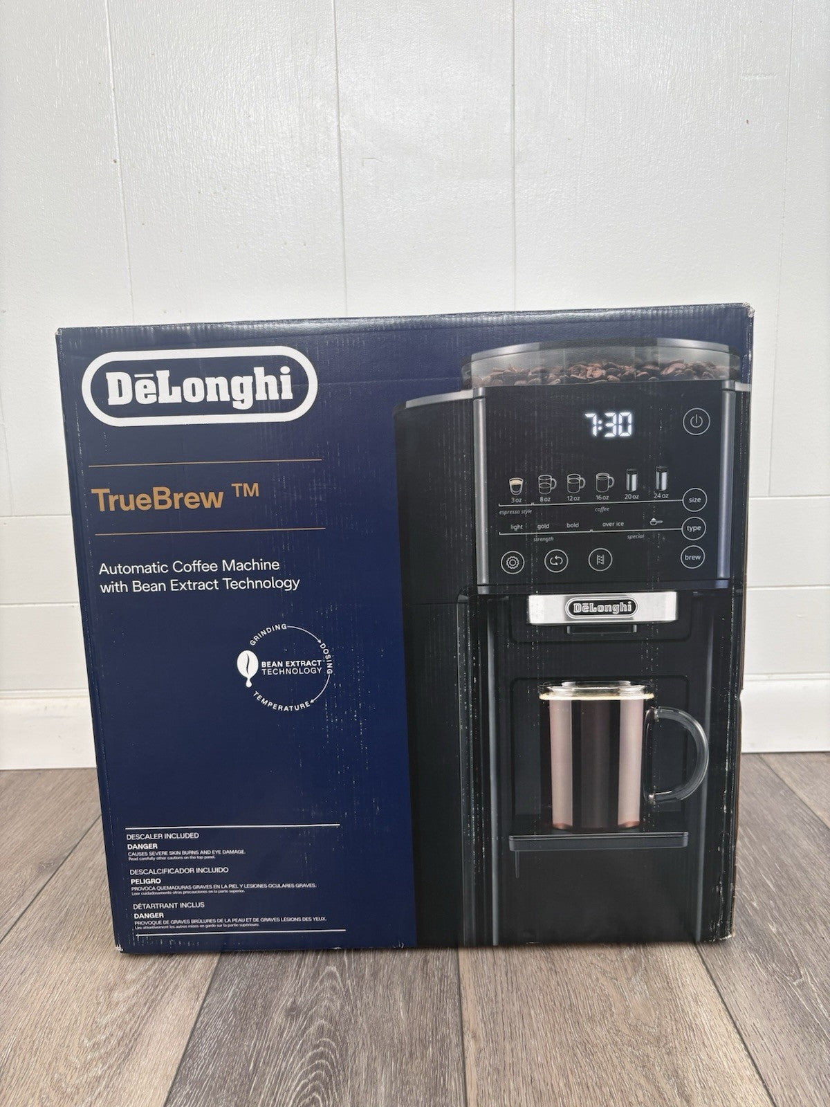 DeLonghi 60 oz Bean-to-Cup Coffee Maker Black TrueBrew Bean Extract CAM51015B