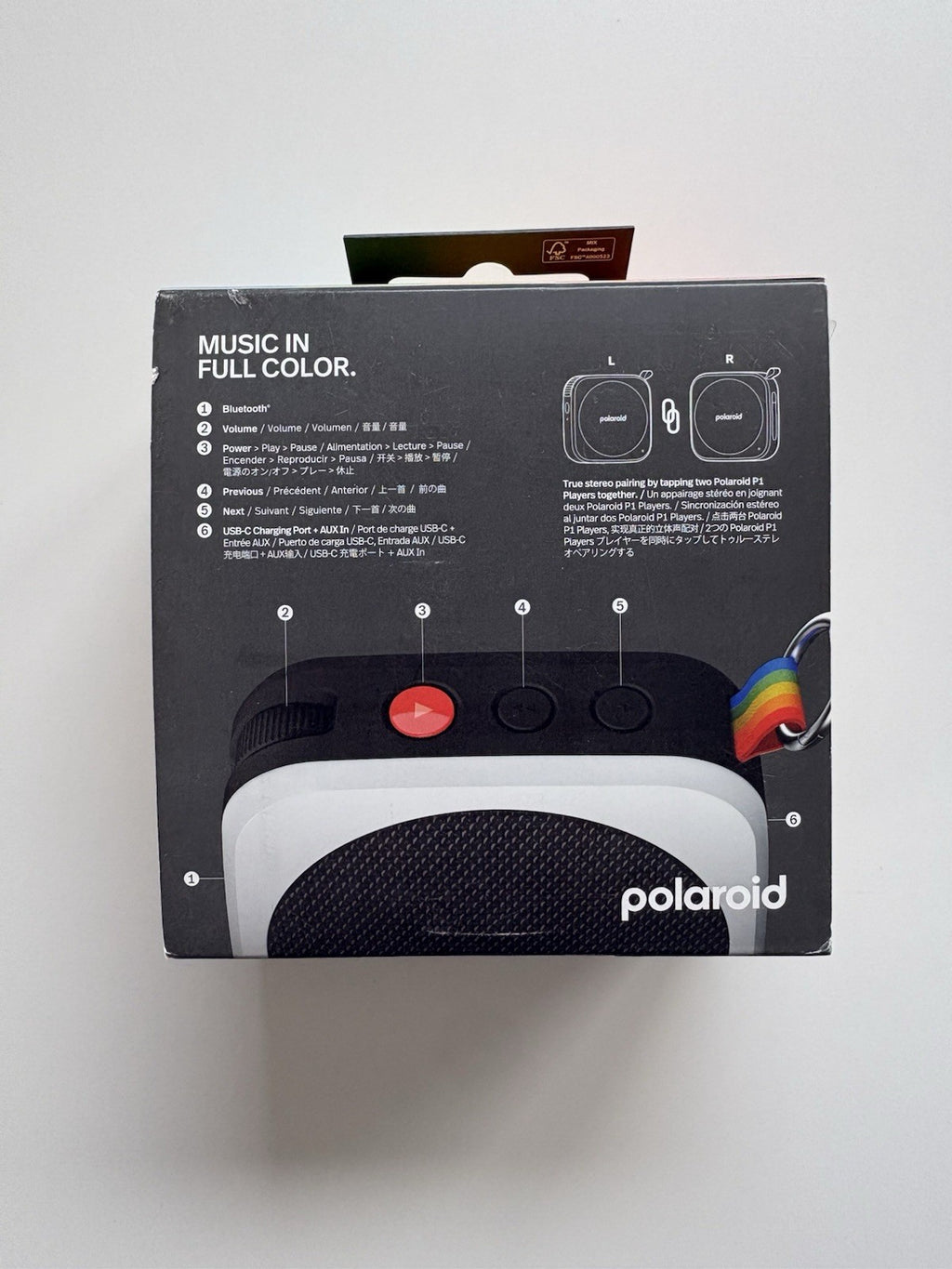 NEW Polaroid P1 Music Player Portable Speaker Bluetooth IPX5 Water Resistant