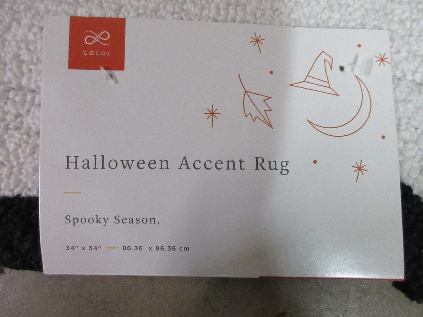 LOLOI Halloween Ghost Accent Rug Black & White 34"x 34" Spooky